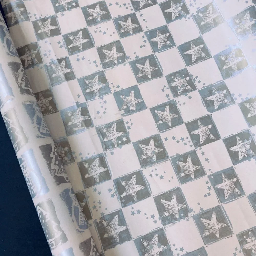 Vintage Silver & Gold Christmas Gift Wrapping Paper Lot